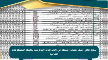 تنويه هام.. كيف تعرف اسمك في الإفراجات اليوم عبر بوابتك للمعلومات المالية